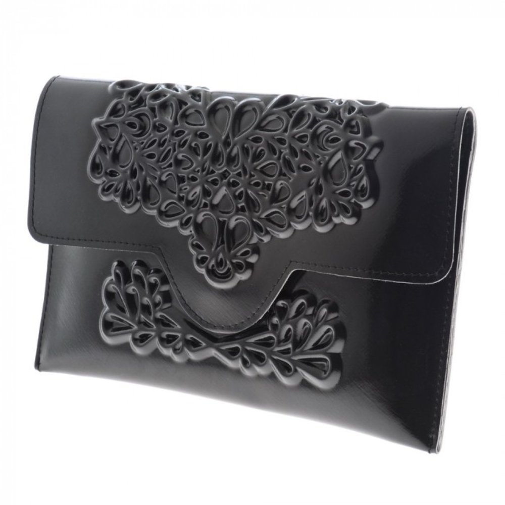 MeDusa Black Patent Leather Clutch